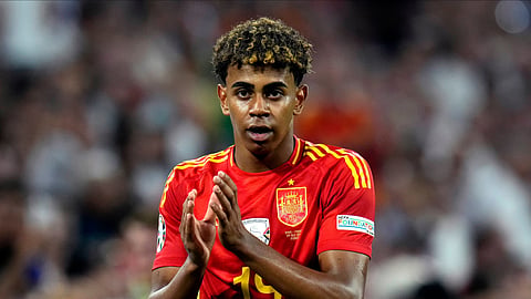 Lamine Yamal in action during the Spain vs France, UEFA European Championship 2024 semi-final match. 